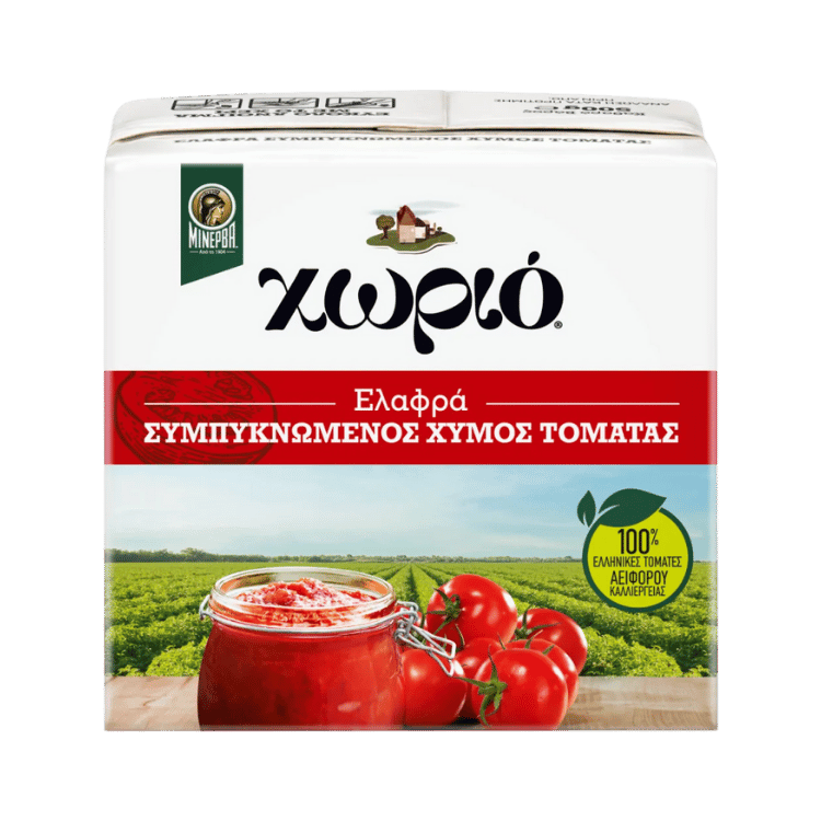 Leicht konzentrierter Tomatensaft (500g) Chorio von Chorio bei Araxxon  - Hochwertiges griechisches Produkt.   Leicht konzentrierter Tomatensaft (500g) Chorio από Chorio στο Araxxon  - Αυθεντικό ελληνικό προϊόν.